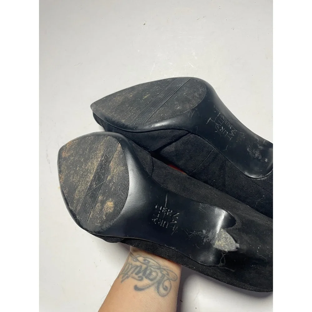 Naturalizer Margret Pumps Women 9 Black Suede Knot Pointed Toe Kitten Heel Offic